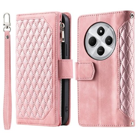 For Xiaomi Redmi 14C 4G Zipper Wallet Case Rhombus Phone Cover