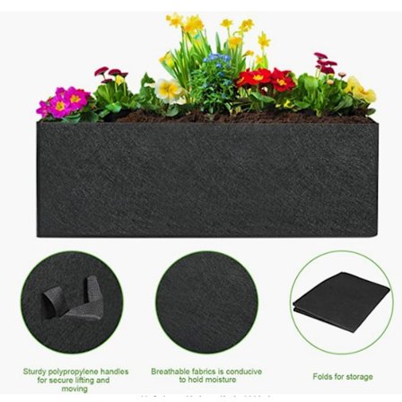 3 stk. rektangulær filt plantepose sort 50 x 30 x 20cm