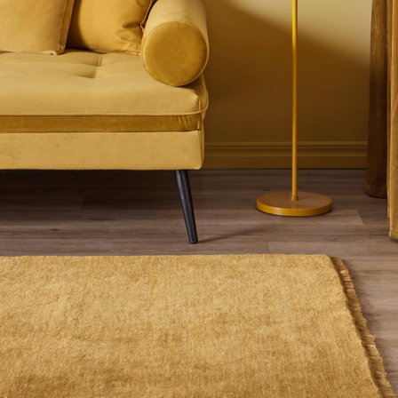 Wool Rug 200 x 300 cm, Handloom Fringes Mustard Yellow