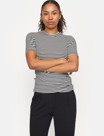 Soft Rebels Srfenja Stripe Ss Top - Black - XS