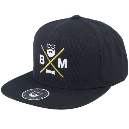Bearded Man - Svart snapback Keps - BM Cross Black Snapback @ Hatstore