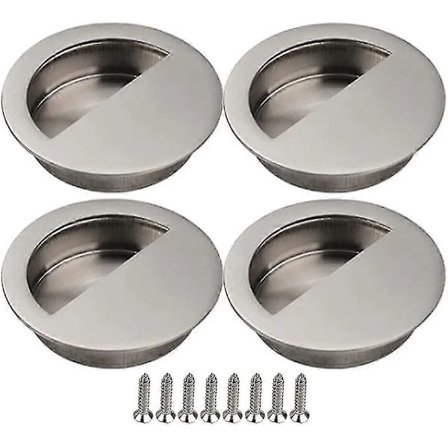 4 stk Skyvedørhåndtak Skapdør Flatt Håndtak Møbelhåndtak Med Skruer Skap Sølv