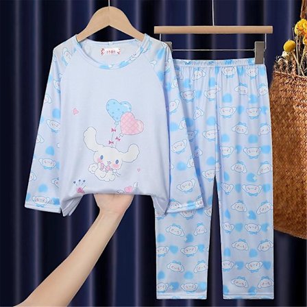 4-12 År Piger Sanrio Trykt Pyjamas Sæt Langærmede Toppe Bukser Sove Tøj Nattøj Loungewear Gaver Cinnamoroll Kanelrulle