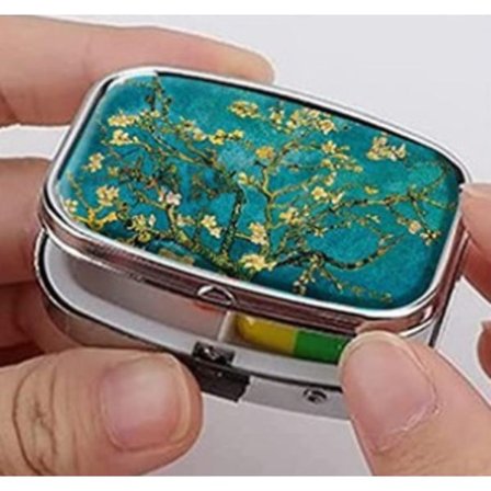 1 st Almond Blossom Van Gogh 2 fack pillbox, bärbar piller