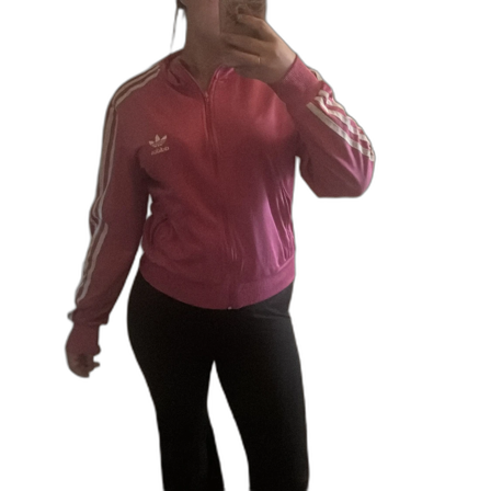 Rosa Adidas track jacket med vita ränder