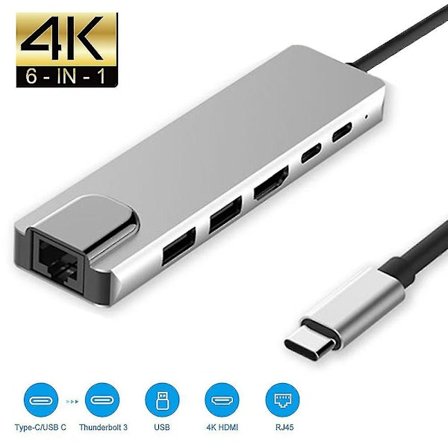 6-i-1 Type C HDMI-adapter med 87 W USB-C PD-strømforsyning