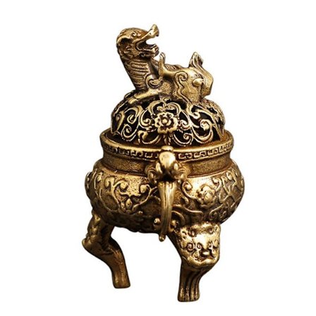 Antik Tripod Røgelse til Brænder Pixiu Dyr Messing Kedel Røgelsesholder Hjemmekontor Skrivebordsdekoration Bordpynt[D]