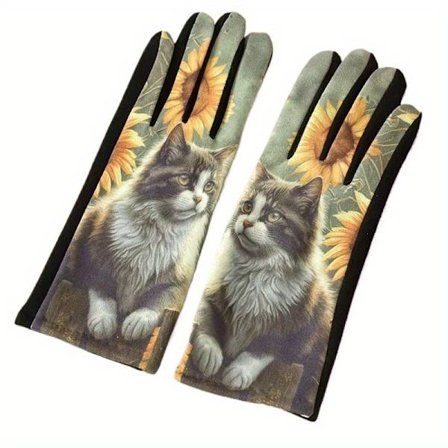 Tykkere og varme handsker med legende print af katte og hunde, perfekte til udflugter og en fantastisk nytårsgave. [DB]