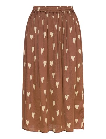 Heart Printed Silk Skirt Brown Stella Nova