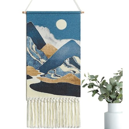 Boho Chic Veggteppe Måne og Sol Hengeveggteppe Hippie Veggkunst Dekor