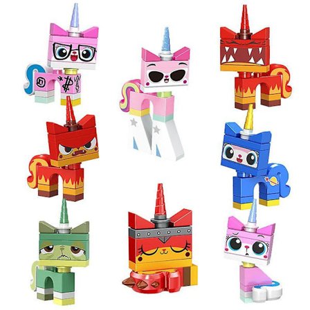 8pcs Unicorn Cat Building Blocks Cute Cartoon Kitten Assembling Building Blocks Toys Children Boys And Girls Gifts