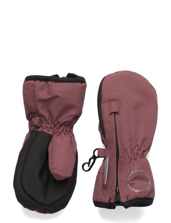 Mittens W. Zipper Burgundy En Fant