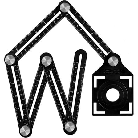 Multi-vinkel måler med posisjoneringshull, 6-sidig aluminium