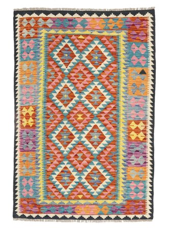Tissé À La Main Kilim Afghan Old Style Tapis 129X190 De Laine Rouge/Gris Foncé Petit