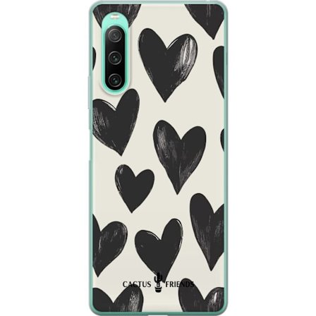 Kompatibel Mobilcover til Sony Sony Xperia 10 IV Cactus and Friends - Bold Black Love Pattern
