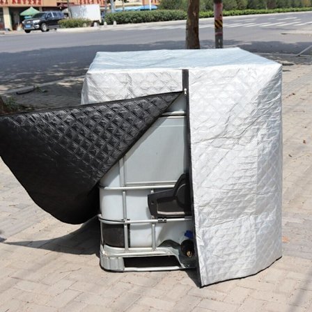 IBC Vattentankskydd 1000 L Behållarskydd Vattentank Regntätt med Dragkedja Vindtätt Anti-UV Rivtåligt 120 x 100 x 116 cm (Silver)