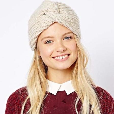 Stickad Mössa Turban Perfekt För Vinter Höst Trend 2022 Beige One Size