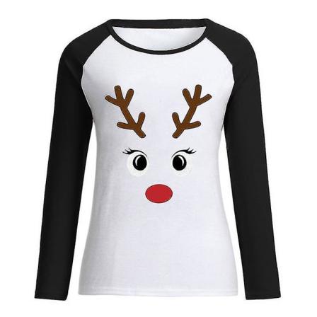 Hhcx-kvinner Christmas Elg Lang Raglan Sleeve Basic T-skjorte Bluse Topp