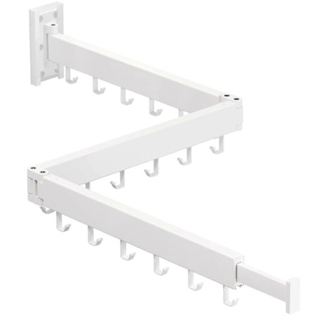 Kokoontaitettava sisäänvedettävä seinälle asennettava pyykinkuivausteline kolmella tangolla - WELLNGS