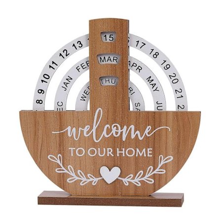 Evighedskalender i træ, kunsthåndværk, skrivebordskalender til hjemmekontor, månegave