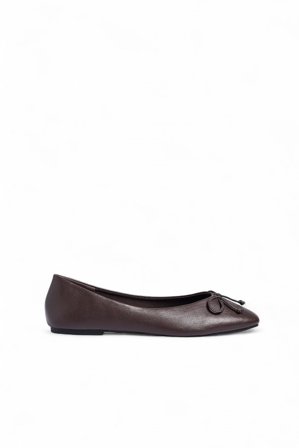 NA-KD Squared Toe Bow Ballerinas - Lave sko - Brun - EU 41