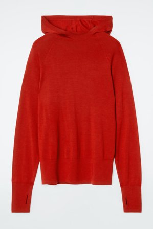 COS Women's Merino Wool Hoodie in Red