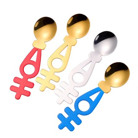 {xj}4 stk. rustfrie skjeer, runde skjeer, dessertskjeer, kreative