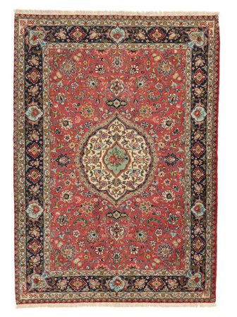 Tabriz Matta Orientalisk Mörkröd/Svart (Ull, Persien)