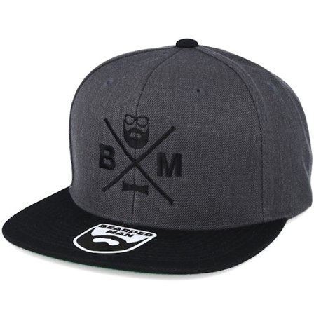 Bearded Man - Grå snapback Caps - BM Cross Charcoal/Black Snapback @ Hatstore