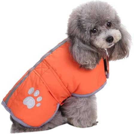 Reversibel vinterjacka för hund i kallt väder, varm och vattentät hundväst i ull