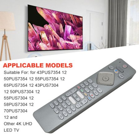 Philips TV Fjernbetjening med Stemmestyring Kompatibel med 43PUS7354 12 50PUS7354 12 55PUS7354 12 65PUS7354 12 43PUS7304 12 50PUS7304 12 4K UHD LED TV