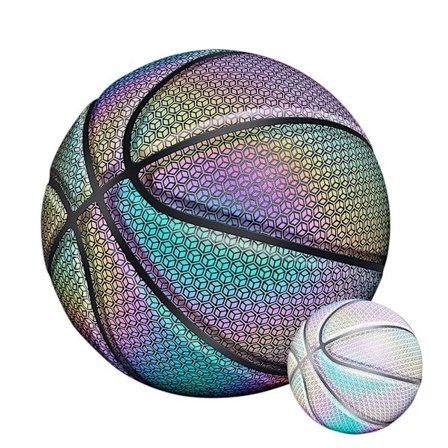 Størrelse 7 Refleks Holografisk Basket Ball for Nattspill Lys Opp Basket Ball I Mørket Basket Ball Gaver Leke for Voksne Barn
