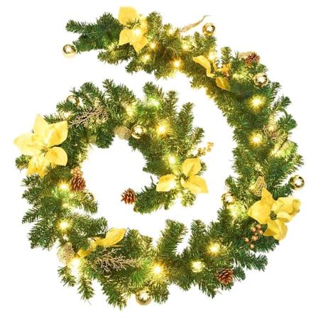 vidaXL Julgirlang med LED-lampor grön 2,7 m PVC Grön