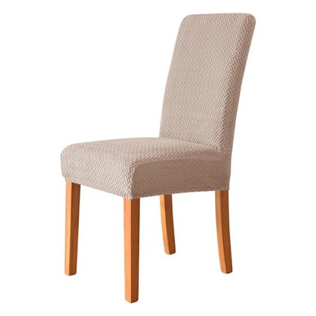 6-delt beige elastisk stoltrekksett, avtakbart elastisk trekk