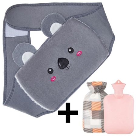 Varmtvannsflaske for damer med varmebelte for midje og korsrygg, med plysjtrekk, for menstruasjon