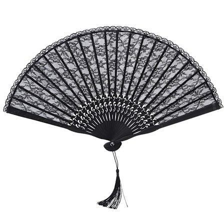 Dobbeltlags vintage japansk blondehåndvifte for kvinner, festdekorasjoner, gaver