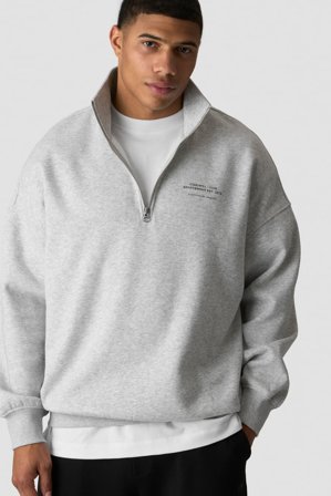 ICANIWILL - Everyday 1/4 Zip Sweatshirt Print Light Grey Melange - Langermet - Herre - ICIW