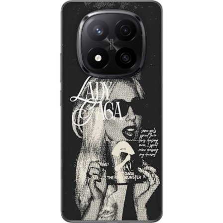 Kompatibelt Mobildeksel til Xiaomi Redmi Note 14 Pro+ Lady Gaga svart-hvit retroplakat med solbriller og popkonst-estetikk