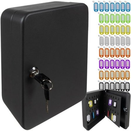 Avainkaappi, 48 avainkoukkua, seinään asennettava avainkaappi, autonavainten pidike, lukittava avainten säilytyslaatikko