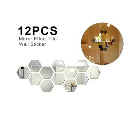 12 st Spegelväggdekaler Icke-glas Spegel Plast 3d Spegel Hexagon Akryl Spegel Väggdekor Självhäftande Kakel (s, Silver)