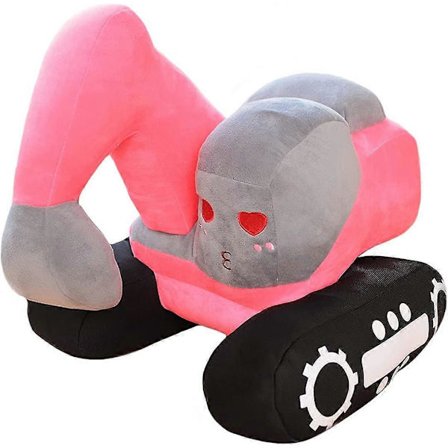 Gravemaskine Plys Simulation Lastbil Bil Sød Tegneserie Gravemaskine Legetøjs Lastbil Pude (Pink)