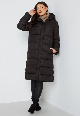 ONLY Cammie Long Quilted Coat Black Klær