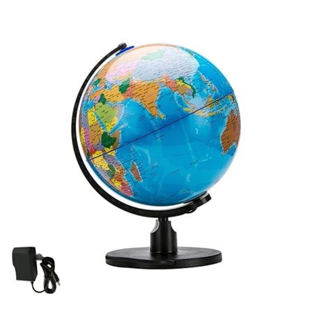 Høj Opløsning LED Belyst Jordklode Med Tydelige Engelske Etiketter Til Geografiundervisning Og Natbrug Tre Størrelser