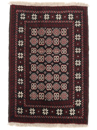 Hand Knotted Persian Baluch Rug 63X91 Black/Dark Red