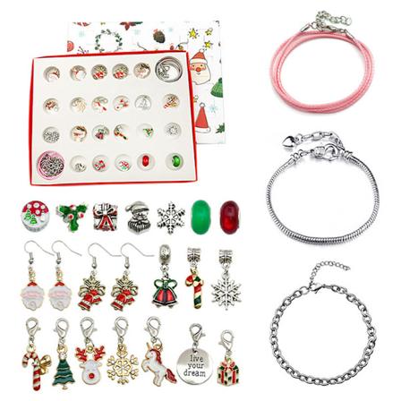 24PCS Halskjede Anheng Jule Nedtelling Kalender Blind Box B Sølv Silver 24 pcs