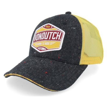 Von Dutch - Svart trucker Keps - Patch Yellow/Grey A-Frame Trucker @ Hatstore