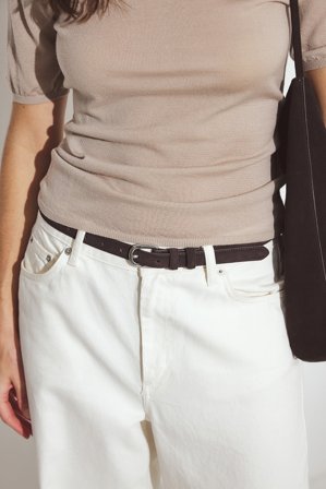 Premium Selection Ceinture fine en cuir - Ceintures - Marron - S / M