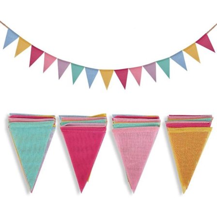 Crislove Vimpler, Pakke med 4 5M Flerfargede Trekantflagg, 15 Farger Hver