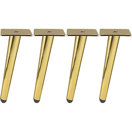 Sæt med 4 skråtstillede møbelben i metal, bordben, skabsben,