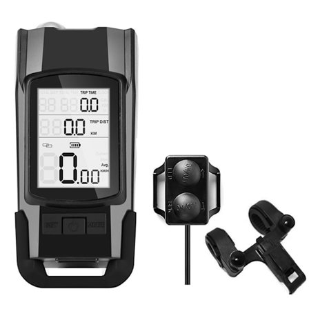 Trådløs sykkelcomputer med 3 moduser Horn Lommelykt Universal Sykkel Speedometer Kilometerstand LED Frontlys Hovedlys